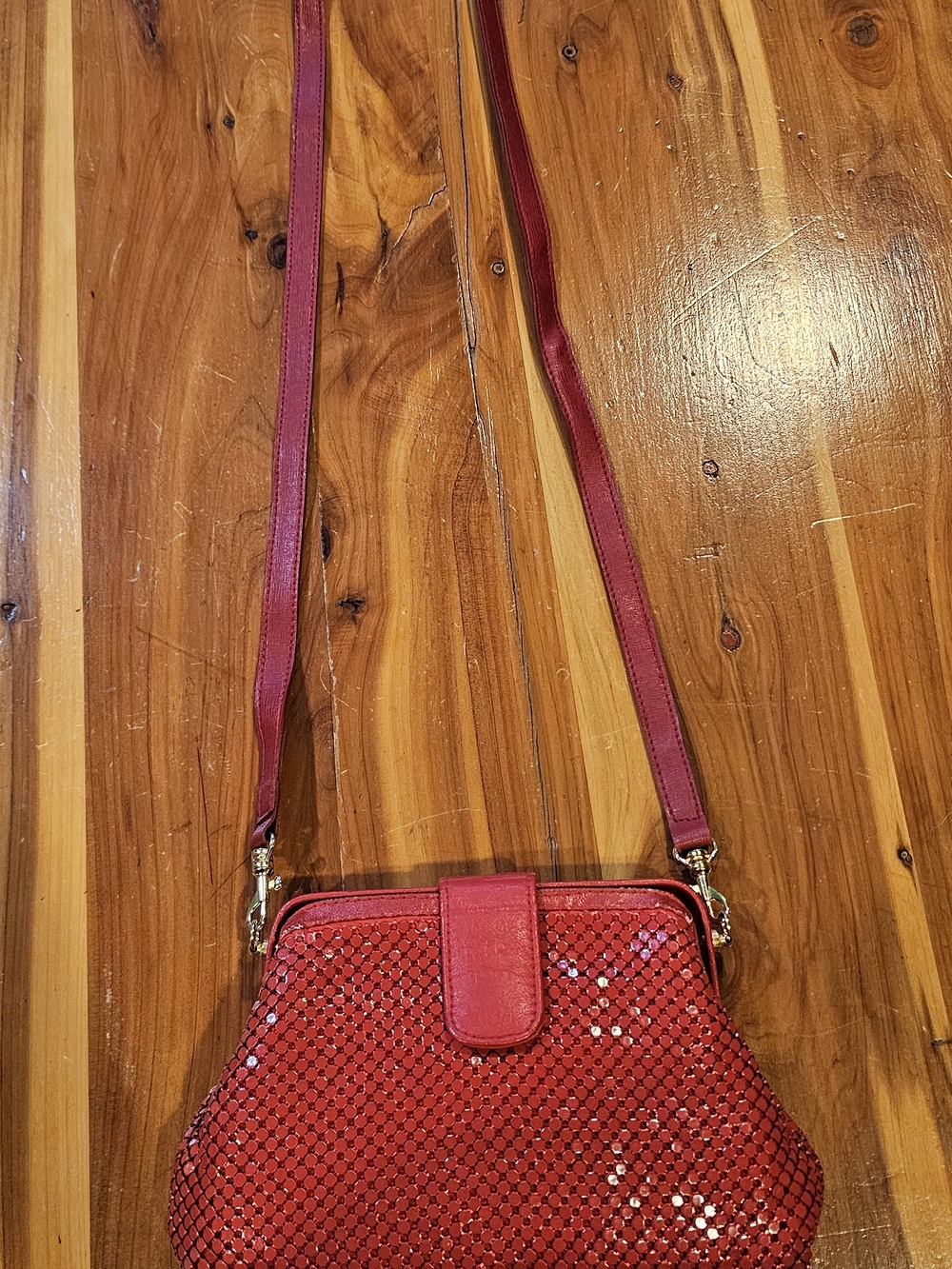 Red Sequin Crossbody Bag - Women